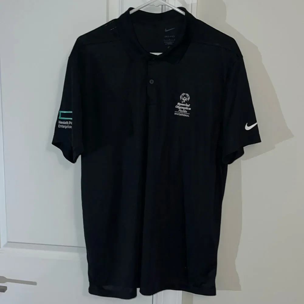 Black Nike Dri-Fit Men’s Special Olympics Golf Short Sleeve Polo Shirt Size L
